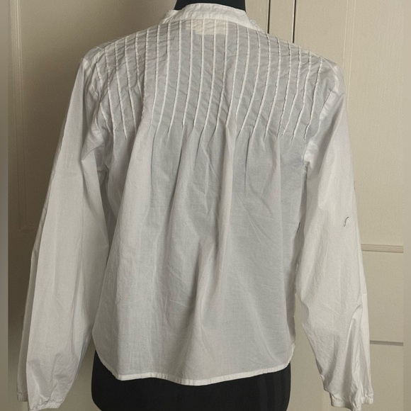 Nation Ltd Cropped White Shirt Long sleeves Pin-tuck Shoulder Detail Size S - Picture 6 of 9